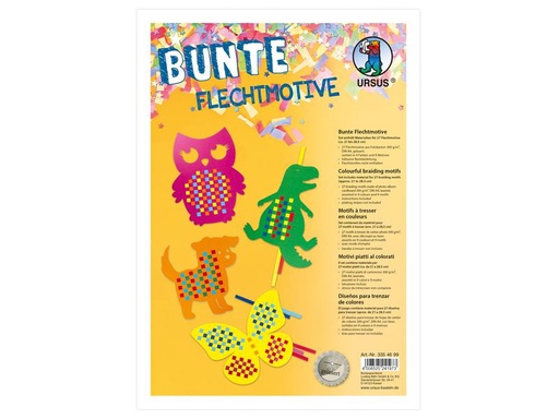 [90151860 1158312] URSUS Bastelpapier Flechtpapier A4, 27 Stück, Mehrfarbig