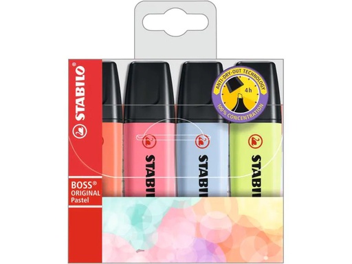 [90151989 1095201] STABILO Textmarker BOSS Pastell, 4 Stück