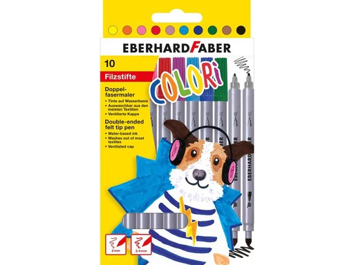 [90152318 1102065] Eberhard Faber Filzstift 2 Spitzen, 10er Kartonetui