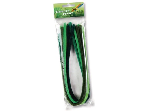 [90153802 627892] Folia Chenilledraht 8 mm, Ton in Ton Mix Grün, 10 Stück
