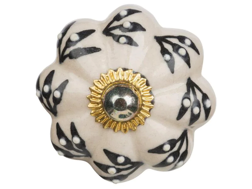 [90155174 1176582] Tranquillo Möbelgriff handgemacht, Ø 4.5 cm, Weiss/Gold