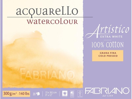 [90155186 1116206] Fabriano Aquarellblock Artistico Extra White 23 x 30.5 cm