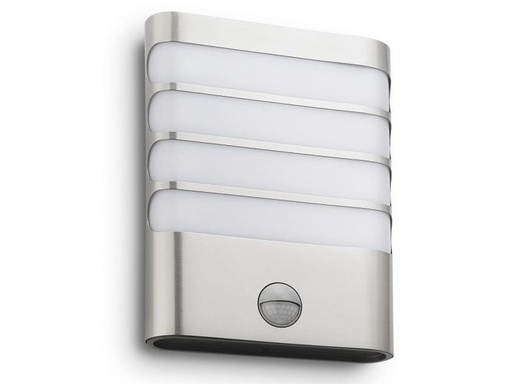 [90155382 302258] Philips myGarden Wandleuchte Raccoon, 400 lm, Edelstahl + Bew.melder