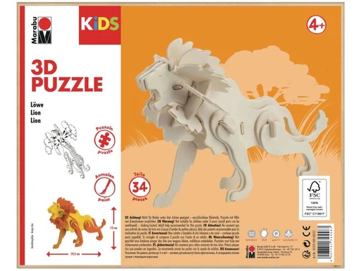 [90015517 994503] Marabu Holzartikel 3D Puzzle, Löwe