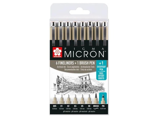 [90155389 1159962] Sakura Fineliner Pigma Micron 8-teilig mit Brush Pen