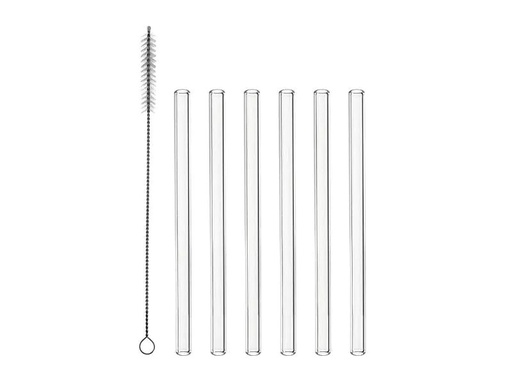 [90156008 1063687] Montana Strohhalm 15 cm  mit Bürste, 6 Stück, Transparent