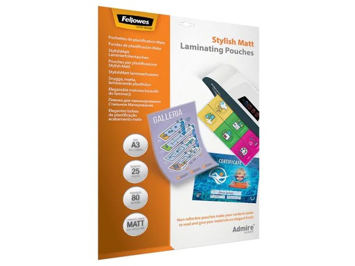 [90156204 916461] Fellowes Laminierfolie Admire Stylish  A3, 80 µm, 25 Stück, Matt