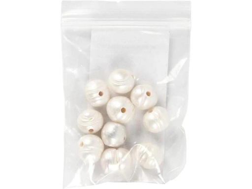 [90156479 886012] Creativ Company Perlen Süsswasser, 9-11 mm, Lochgrösse: 2 mm, 10 Stk.