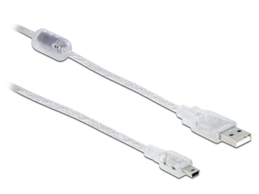 [90157004 1018175] Delock USB 2.0-Kabel mit Ferritkern USB A - Mini-USB B 2 m