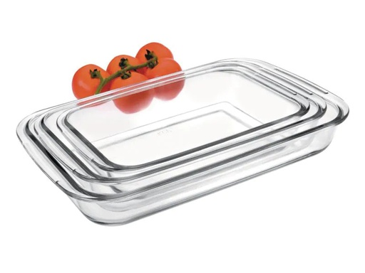 [90157068 628954] Ibili Auflaufform-Set 3 Stück, Eckig, Transparent