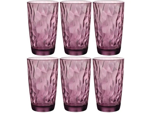 [90157536 969518] Bormioli Rocco Longdrinkglas Diamond 470 ml, 6 Stück, Violett