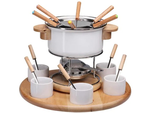 [90158324 932917] Nouvel Fleischfondue-Set Larissa 23 Teile, Braun/Weiss