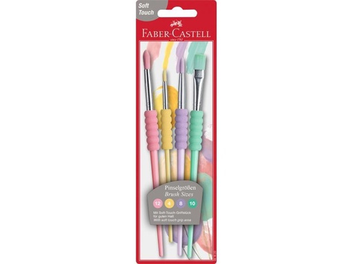 [90158383 1036421] Faber-Castell Borstenpinsel Soft-Touch 4 Grössen, Pastellfarben