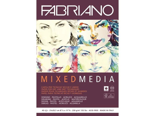 [90158500 1116217] Fabriano Malblock Mixed Media A4, 40 Blatt