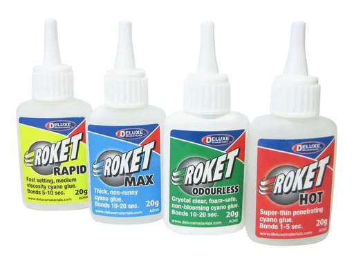 [90158906 778915] Deluxe Materials Modellbauklebstoff Roket Cyano 12 Stück Transparent