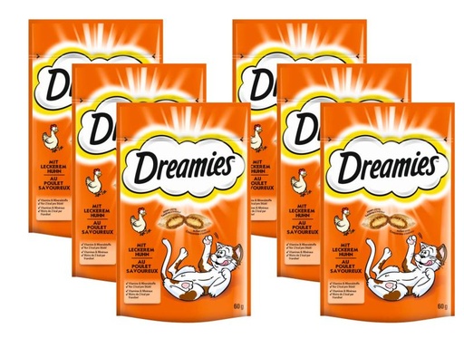 [90158937 565555] Dreamies Katzen-Snack mit Huhn, 6 x 60g