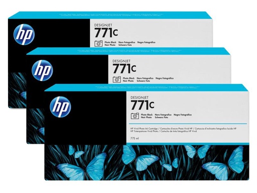 [90159087 887465] HP Tinte Nr. 771C (B6Y37A) Photo Black (3er-Pack)