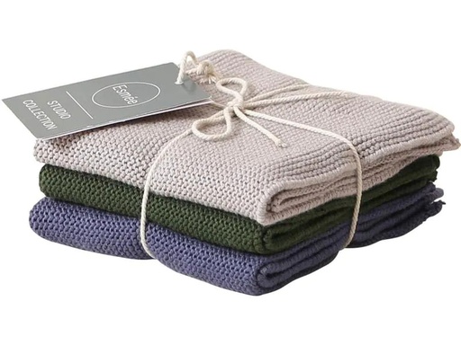 [90159297 1100650] Esmée Reinigungstuch Set 3 Stück, Blau/Grau/Grün