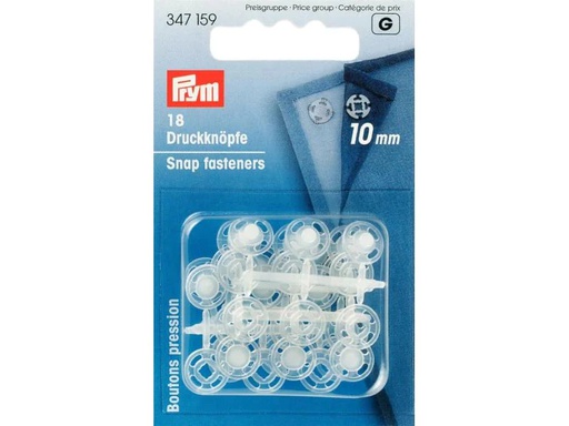 [90159777 1087959] Prym Druckknöpfe Ø 10 mm, Transparent, 18 Stück