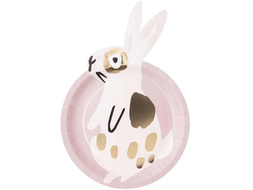 [90160027 1033403] Rico Design Teller Hase, Rosa/Gold, 12 Stück