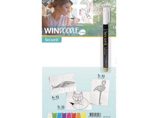 [90160143 734846] Securit Malset A3 Fensterschablone, Tiere, 3er Set