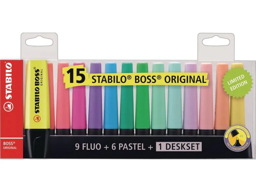 [90160352 793482] STABILO Textmarker Boss 15er Etui Mehrfarbig