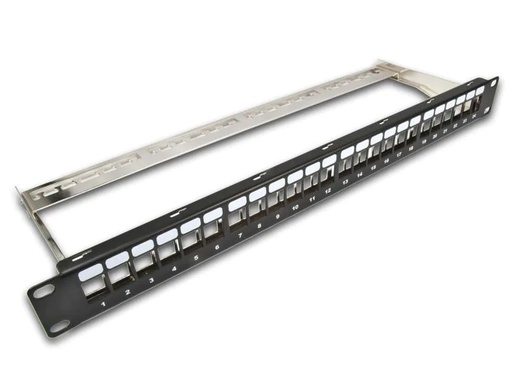 [90160371 175654] Wirewin Patchpanel 24 Port, Keystone, 1HE 19-Rack Schwarz