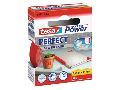 [90160663 339039] tesa Klebeband extra Power Perfect 19 mm x 2.75 m, Rot