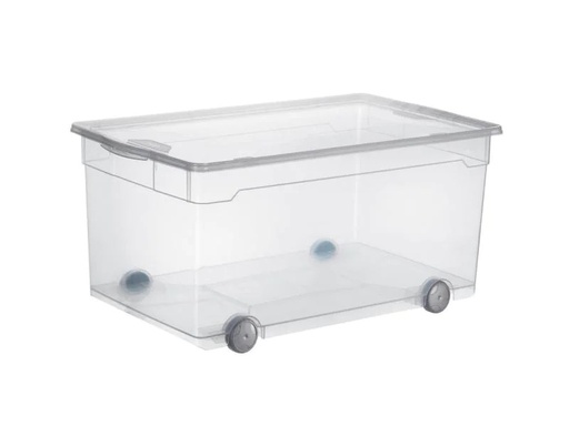 [90016304 1057358] Rotho Aufbewahrungsbox 63 l mit Rollen, Transparent
