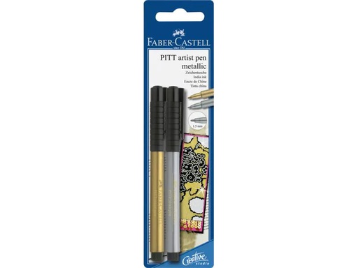 [90016316 847389] Faber-Castell Filzstift Pitt Artist Pen Gold, Silber