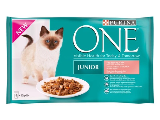 [90016578 589822] Purina ONE Nassfutter Junior Lachs, 4 x 85 g
