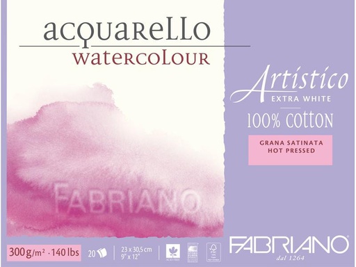 [90017120 1116203] Fabriano Aquarellblock Artistico Extra White 23 x 30.5 cm