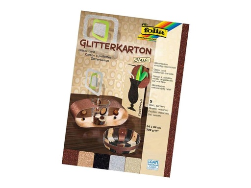 [90017488 599525] Folia Glitzerkarton Classic 24 x 34 cm, 300 g/m², 5 Blatt