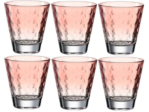 [90017900 1204292] Leonardo Trinkglas Optic Pastell 215 ml, 6 Stück, Rot