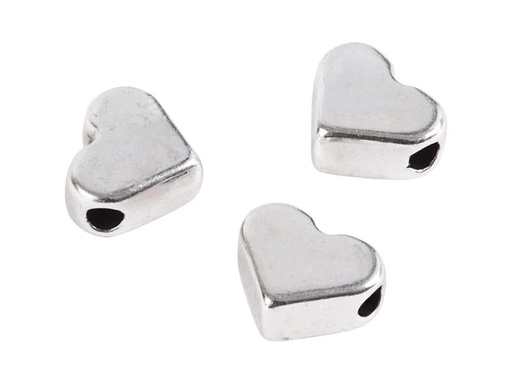[90018073 886021] Creativ Company Perlen Herz, 7 mm, Versilbert, 3 Stk.