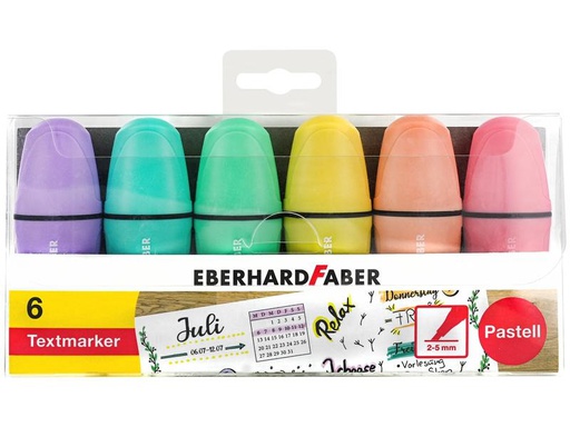 [90018243 1102073] Eberhard Faber Textmarker Mini pastell 6 Stück, Mehrfarbig