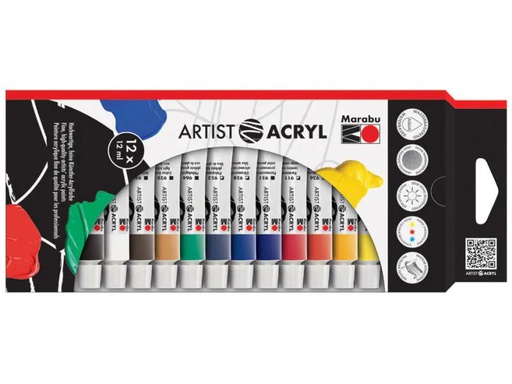 [90018687 544668] Marabu Acrylfarbe Artist 12 ml 12 Stück