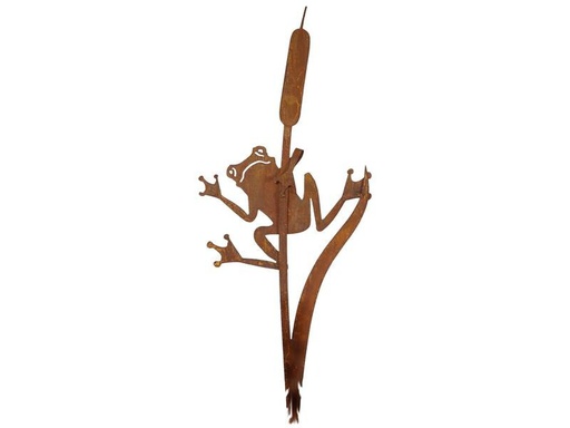 [90018874 1172717] Ambiance Gartenstecker Frosch an Schilfkolben, 90 cm