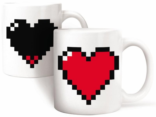 [90019189 1124750] Kikkerland Kaffeetasse Pixel Herz mit Farbwechsel