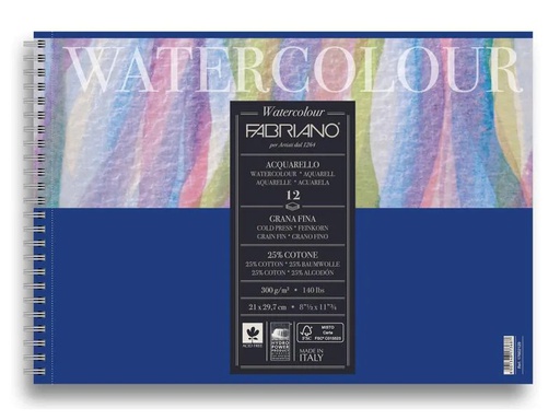 [90019967 1116252] Fabriano Aquarellblock Spiralbuch A4, 12 Blatt