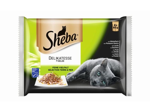 [90020205 564169] Sheba Nassfutter Delikatesse in Gelée Feine Vielfalt, 4 x 85 g
