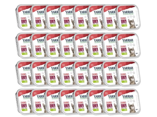 [90168485 986318] Yarrah Bio-Nassfutter Chunks mit Huhn &amp; Rind, 32 x 100 g