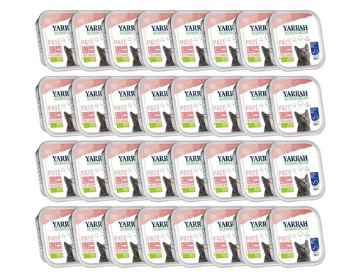 [90168519 986322] Yarrah Bio-Nassfutter Paté mit Lachs, 32 x 100 g