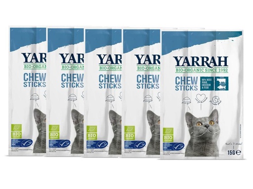 [90168566 1006104] Yarrah Katzen-Kauartikel Chew Sticks BIO, 5 x 15 g