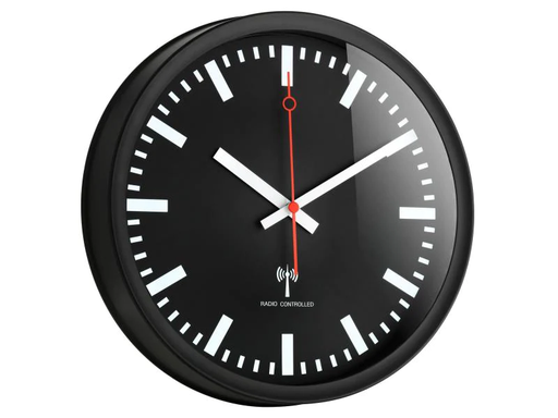 [90020898 995485] TFA Dostmann Funk-Wanduhr Ø 25 cm, Schwarz