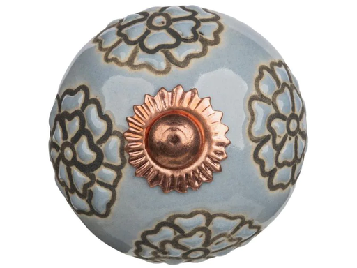 [90020907 1176598] Tranquillo Möbelgriff handgemacht, Ø 4 cm, Blau/Kupfer