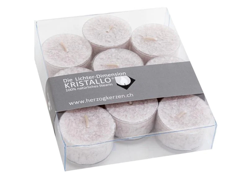[90020999 1074318] Herzog Kerzen AG Teelichter Kristallo Ø 4 cm 9 Stück, Leinen