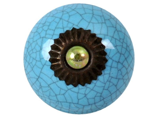 [90021534 1176578] Tranquillo Möbelgriff handgemacht, Ø 4 cm, Türkis/Schwarz