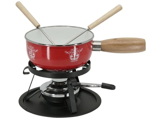 [90021639 932910] Nouvel Käsefondue-Set Hirsch-Paar 5 Teile, Rot/Weiss