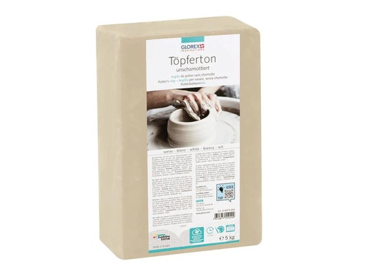 [90021760 823913] Glorex Töpferton 5 kg Weiss